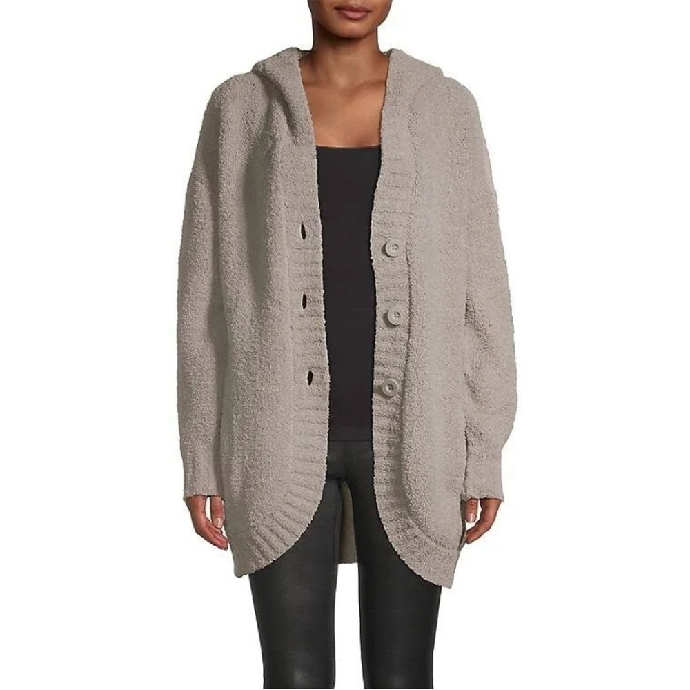 UGG - Cozy Gray Hooded Cardigan Sweater